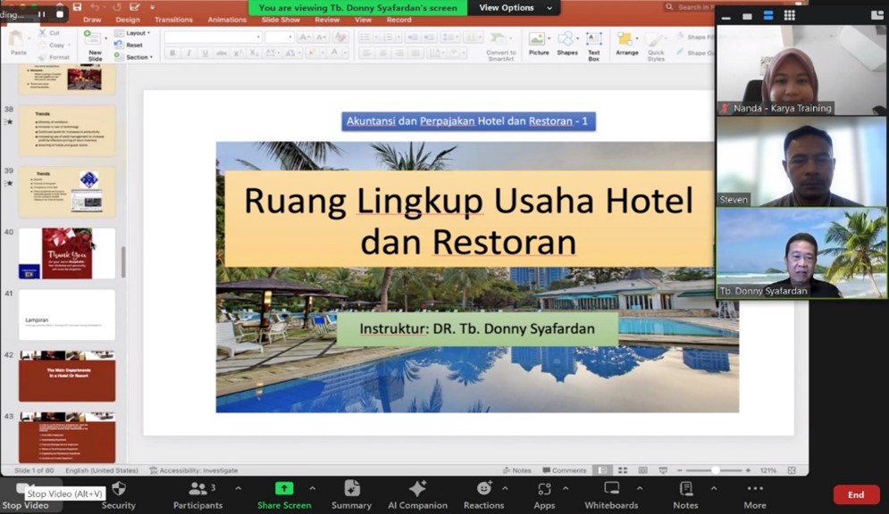PELATIHAN AKUNTANSI DAN PERPAJAKAN HOTEL DAN RESTORAN